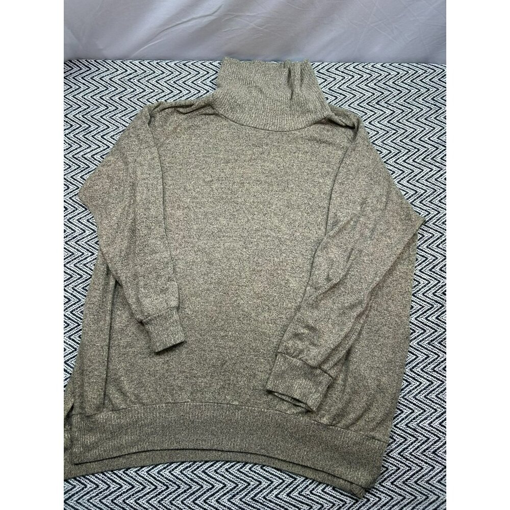 Freelander Women's M Brown Turtleneck Sweater Soft Knit Pullover Ribbed Cuffs